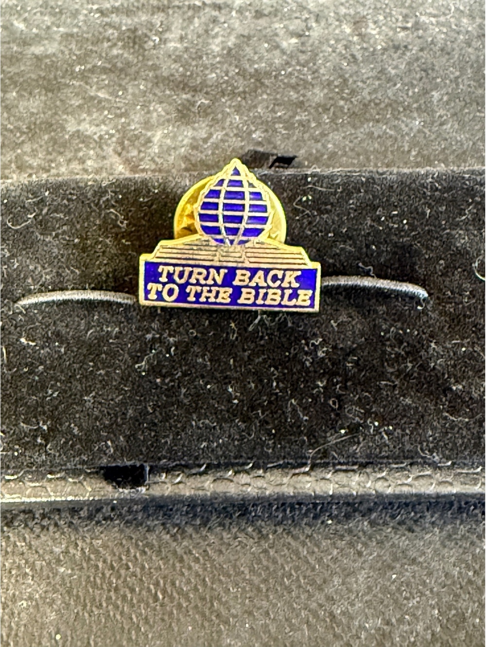 Vintage 'Turn Back to the Bible' Enamel Lapel Pin